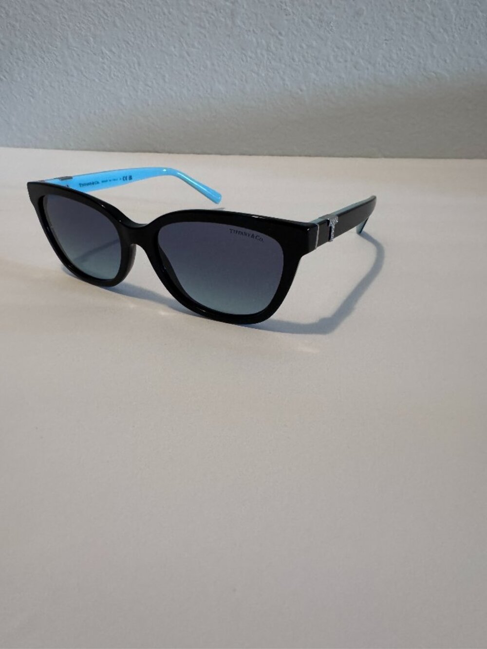 Tiffany & Co. Black Blue Crystal T Sunglasses New Authentic
